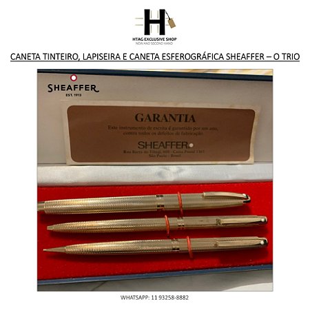 CANETA TINTEIRO, LAPISEIRA E CANETA ESFEROGRÁFICA SHEAFFER DOURADA – O TRIO