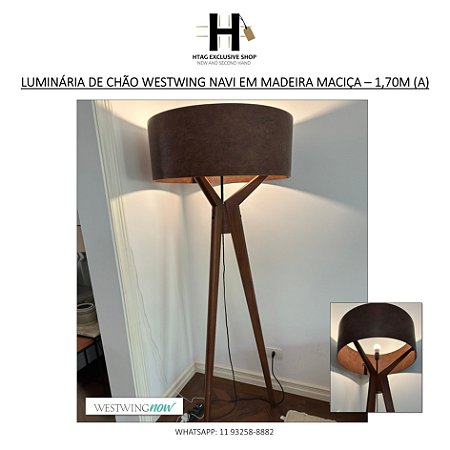 LUMINÁRIA DE CHÃO WESTWING NAVI EM MADEIRA MACIÇA – 1,70M (A)