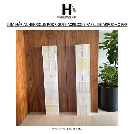 LUMINÁRIAS DE PAREDE HENRIQUE RODRIGUES ACRÍLICO E PAPEL DE ARROZ – O PAR