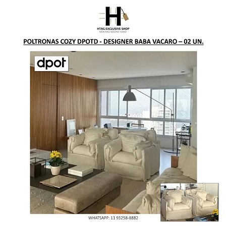 POLTRONAS COZY DPOTD EM TECIDO OFF WHITE - DESIGNER BABA VACARO – 02 UN.