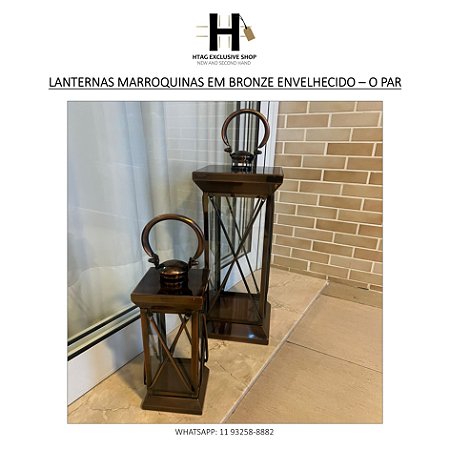 LANTERNAS MARROQUINAS EM BRONZE ENVELHECIDO – O PAR