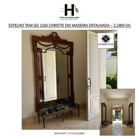ESPELHO DE CHÃO TAM GG CHRISTIE EM MADEIRA ENTALHADA – 2,28M (A)