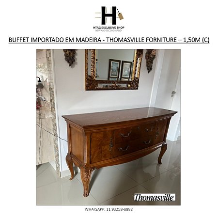 BUFFET APARADOR IMPORTADO EM MADEIRA E RÁDICA - THOMASVILLE – 1,50m (C)