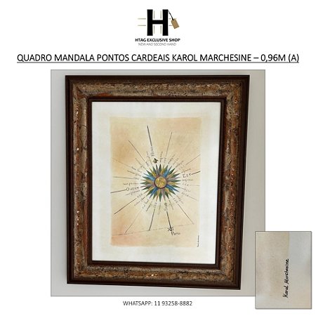 QUADRO MANDALA PONTOS CARDEAIS MOLDURA TRABALHADA KAROL MARCHESINE – 0,96M (A)