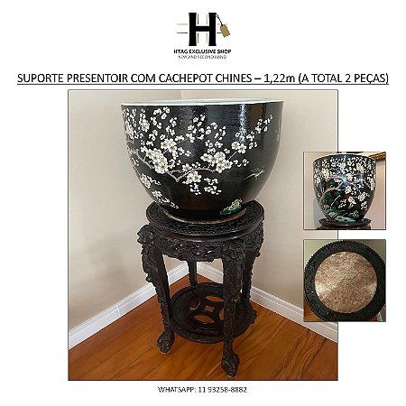 SUPORTE PRESENTOIR COM CACHEPOT CHINES – 1,22m (A suporte + cachepot)