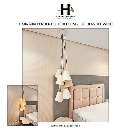 LUMINÁRIA PENDENTE CACHO COM 7 CÚPULAS OFF WHITE