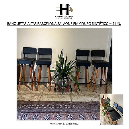 BANQUETAS ALTAS BARCELONA SALAONE EM COURO SINTÉTICO – 4 BANQUETAS