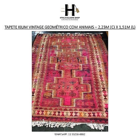 TAPETE KILIM VINTAGE GEOMÉTRICO – 2,23M (C) X 1,51M (L)