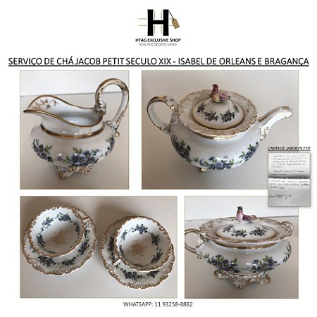 SERVIÇO DE CHÁ EM PORCELANA FRANCESA DE JACOB PETIT SECULO XIX - PERTENCEU A ISABEL DE ORLEANS E BRAGANÇA