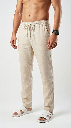 Calça Reta Linho Cru