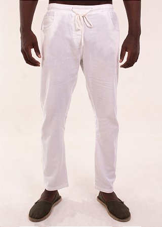 Calça Reta Linho Branca