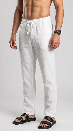 Calça Reta Linho Branca