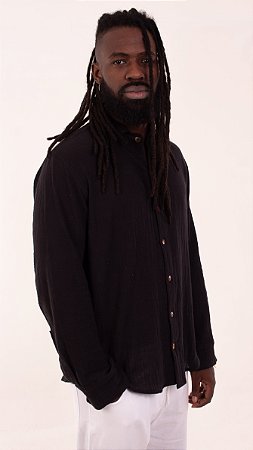 Camisa M/L de Algodão Rústico Preta