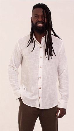 Camisa M/L de Algodão Rústico Off White