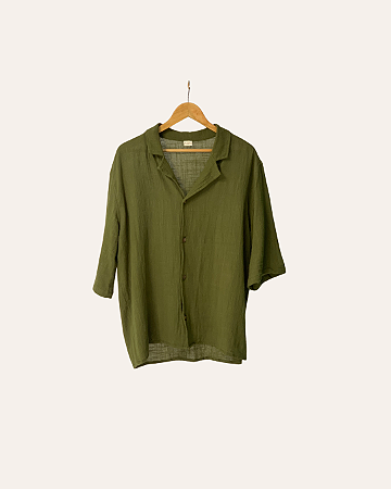 Camisa Cubana Verde Militar