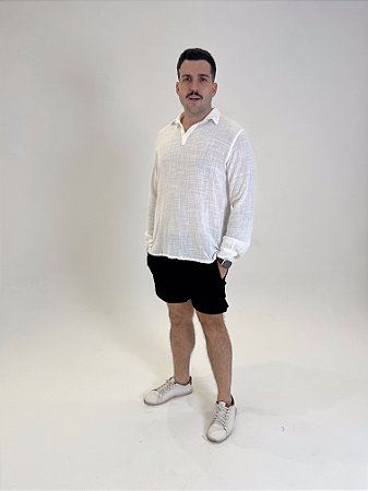 Bata M/L de Algodão Rústico Off White