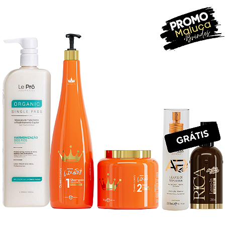 Alisamento Capilar Le Prö + Rainha Luxury PRO - Grátis Leave-in Rica e Leave-In Repositor