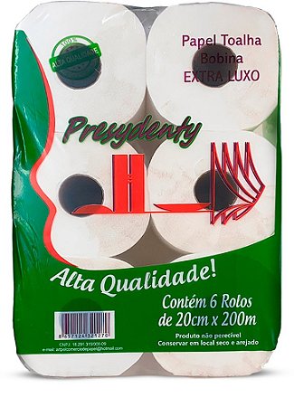 Papel Toalha Bobina Presydenty 20g - 20cmx200m - 06 Rolos