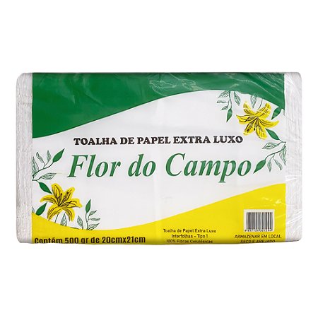 Papel Toalha Interfolha Flor do Campo 28g - 21cmx20cm - 500g