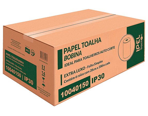 Papel Toalha Bobina Ipel Traction 30g - 20cmx200m - 06 Rolos