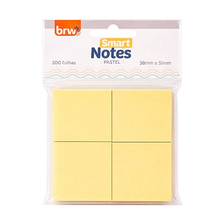 Bloco Adesivo BRW Smart Notes Amarelo 38x51mm 200 un