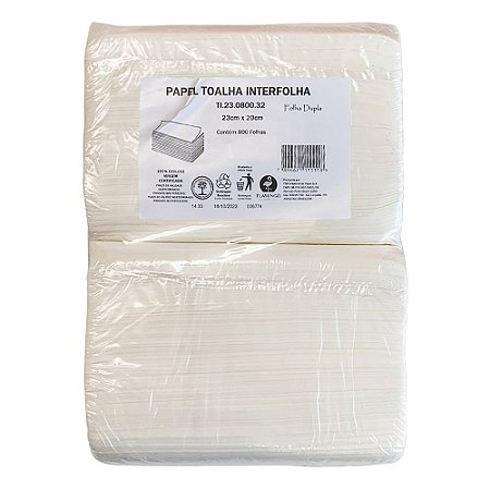 Papel Toalha Interfolha Flamingo Folha Dupla 32g - 23x20cm - 800 Folhas