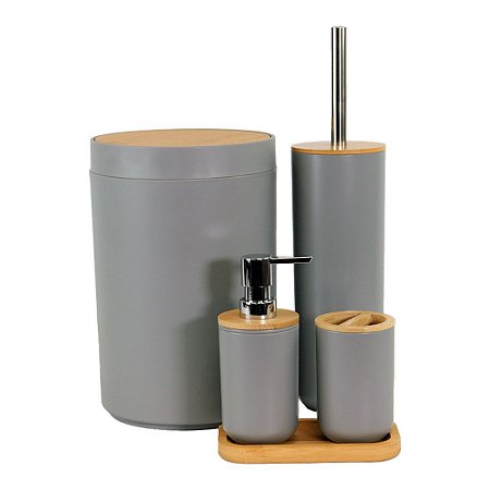 Conjunto para Banheiro Preto Cinza Mood Life 5 Peças