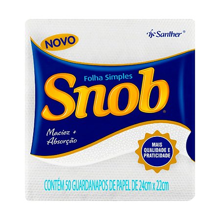 Guardanapo Folha Simples Snob - 24cmx22cm - 50 Folhas
