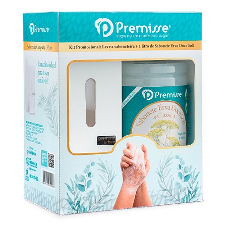 Kit Saboneteira Urban Compacta + Sabonete Erva Doce Premisse