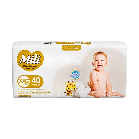 Fralda Mili Love & Care Premium Mega XXG 40 Un