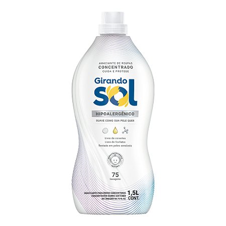 Amaciante De Roupas Concentrado Hipoalergênico Girando Sol 1,5L