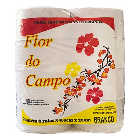 Papel Higiênico Rolão Flor do Campo - 9cmx200m - 08 Rolos
