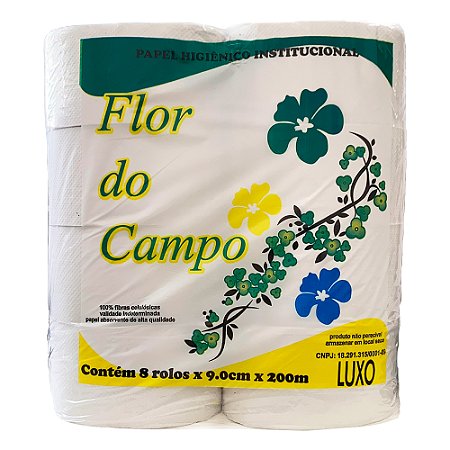 Papel Higiênico Rolão Flor do Campo Luxo - 9cmx200m - 08 Rolos