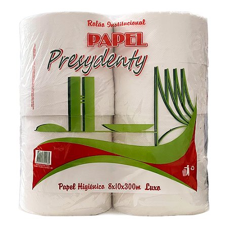 Papel Higiênico Rolão Presydenty Luxo - 10cmx300m - 08 Rolos