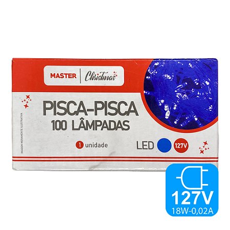 Pisca Pisca Azul LED Master Christmas 127v 8m