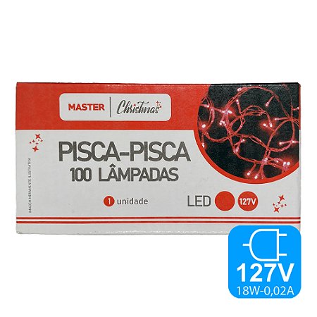 Pisca Pisca Vermelho LED Master Christmas 127v 8m