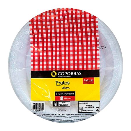Prato Descartável 26cm Copobras Branco 10un