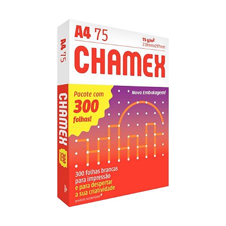 Papel Sulfite Chamex A4 75g - 210x297 - 300 Folhas
