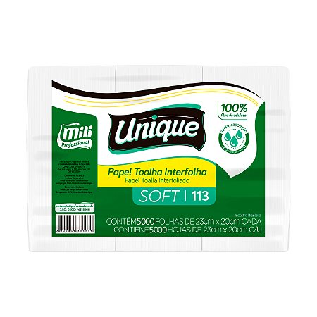 Papel Toalha Mili Unique Soft 20g - 20cmx23cm - 5000 Folhas