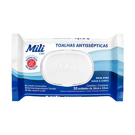 Toalha Umedecida Mili Antisséptica 50 Un