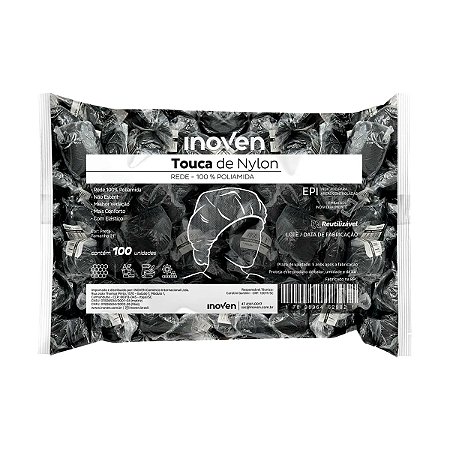 Touca Descartável Nylon Inoven Rede Preta C/100