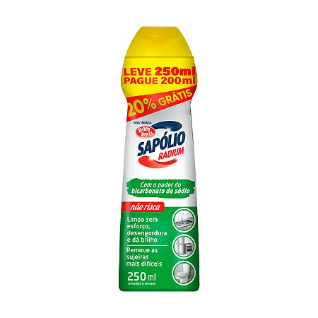 Saponáceo Cremoso Sapólio Radium Limão 250ml - Leve 250ml Pague 200ml
