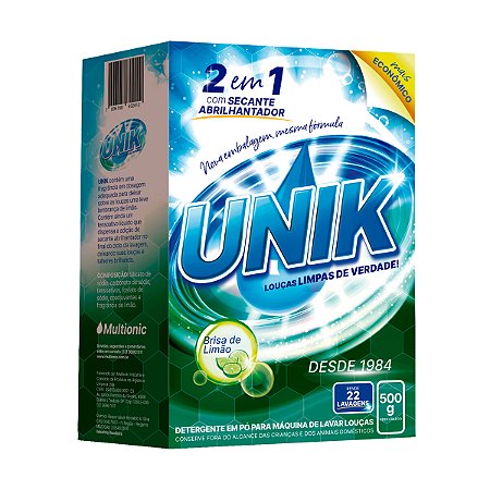 Detergente Lava Louças em Pó Unik Power Brisa de Limão 500g