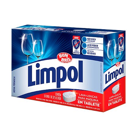 Detergente Lava Louças Pastilha Limpol 18un 315g