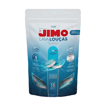 Detergente Lava Louças Pastilha Jimo 15un 225g