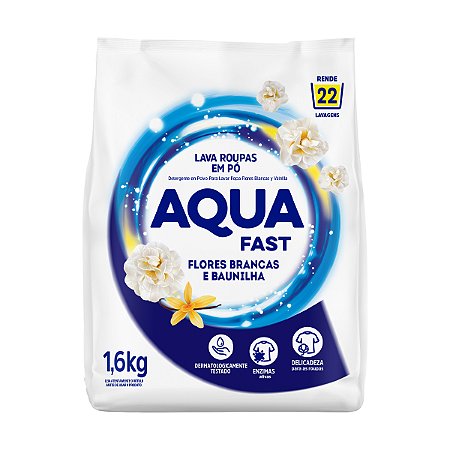 Sabão em Pó Aquafast Flores Brancas e Baunilha 1,6Kg