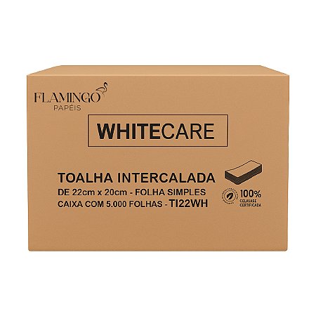 Papel Toalha Interfolha Flamingo Whitecare Plus Extra Luxo 26g - 22cmx20xm - 5000 Folhas
