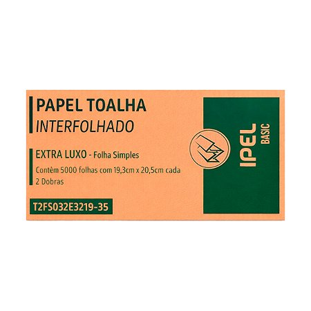 Papel Toalha Interfolha Ipel Basic Extra Luxo 19g - 19,3cmx20,5cm - 5000 folhas
