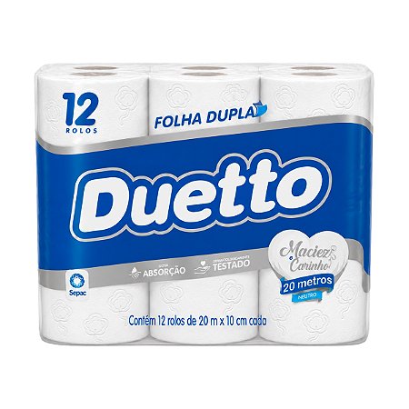 Papel Higiênico Folha Dupla Duetto Neutro c/12