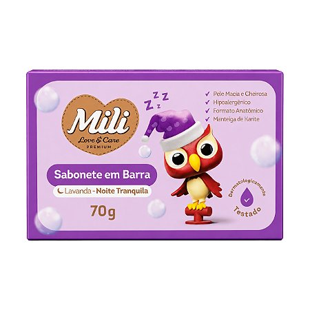 Sabonete Mili Love & Care Premium Lavanda Noite Tranquila 70g